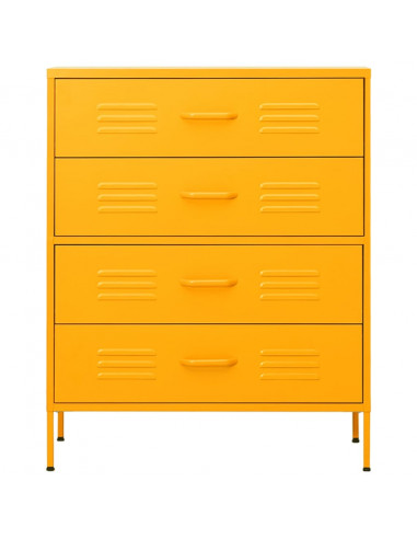 Cassettiera Giallo Senape 80x35x101,5 cm in Acciaio