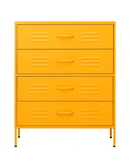 Cassettiera Giallo Senape 80x35x101,5 cm in Acciaio