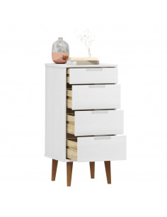 Cassettiera MOLDE Bianca 40x35x82 cm in Legno Massello di Pino 2