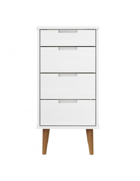 Cassettiera MOLDE Bianca 40x35x82 cm in Legno Massello di Pino