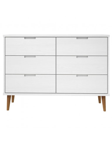 Cassettiera MOLDE Bianca 113x40x80 cm in Legno Massello di Pino