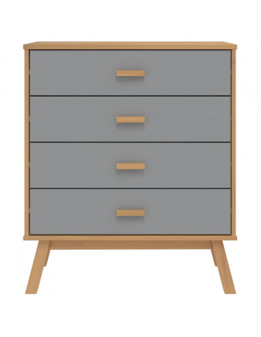 Cassettiera OLDEN Grigia e Marrone in Legno Massello di Pino