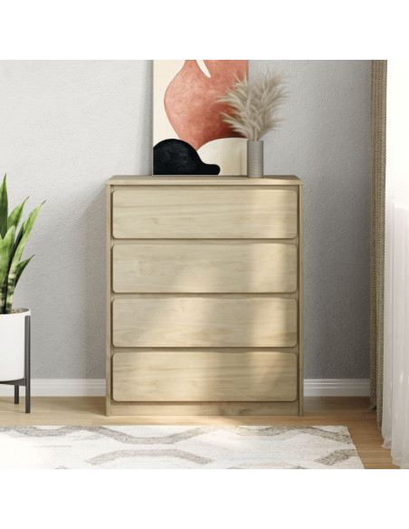 Comodino SAUDA Rovere 76,5x39x91 cm in Legno Massello di Pino