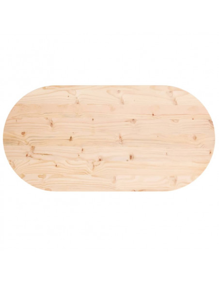 Piano Tavolo 100x50x2,5 cm in Legno Massello di Pino Ovale