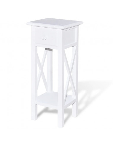 Tavolino Laterale con Cassetto Bianco