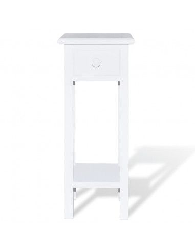 Tavolino Laterale con Cassetto Bianco