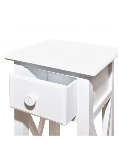 Tavolino Laterale con Cassetto Bianco