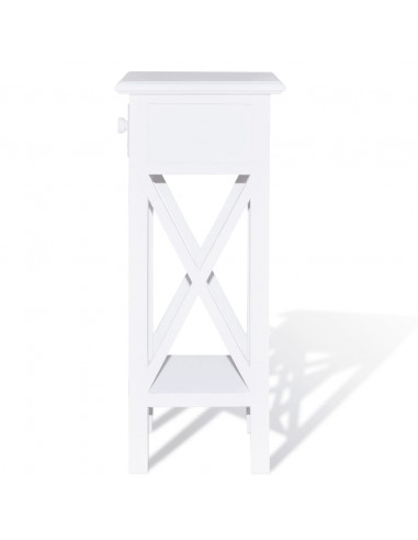 Tavolino Laterale con Cassetto Bianco