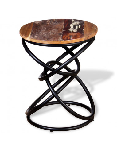 Tavolino Laterale in Legno Massello di Recupero