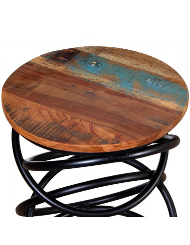 Tavolino Laterale in Legno Massello di Recupero