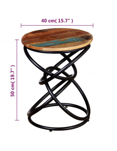 Tavolino Laterale in Legno Massello di Recupero