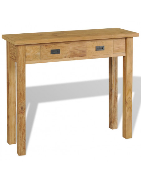 Tavolo Consolle in Legno Massello di Teak 90x30x80 cm