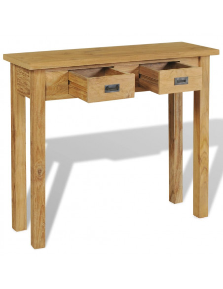 Tavolo Consolle in Legno Massello di Teak 90x30x80 cm