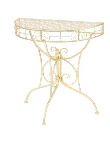 Tavolino Vintage in Metallo Semicircolare 72x36x74 cm Oro
