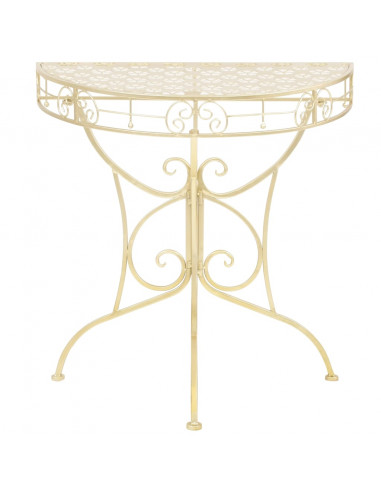 Tavolino Vintage in Metallo Semicircolare 72x36x74 cm Oro