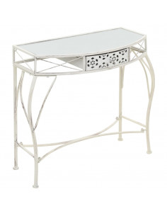 Tavolino Laterale in Stile Francese in Metallo 82x39x76 Bianco 2