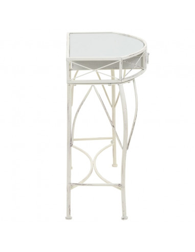 Tavolino Laterale in Stile Francese in Metallo 82x39x76 Bianco
