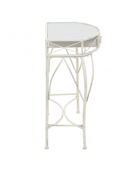 Tavolino Laterale in Stile Francese in Metallo 82x39x76 Bianco