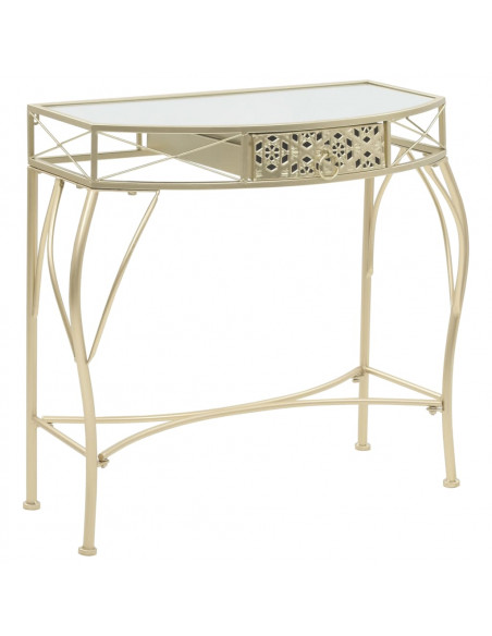 Tavolino Laterale in Stile Francese in Metallo 82x39x76 cm Oro