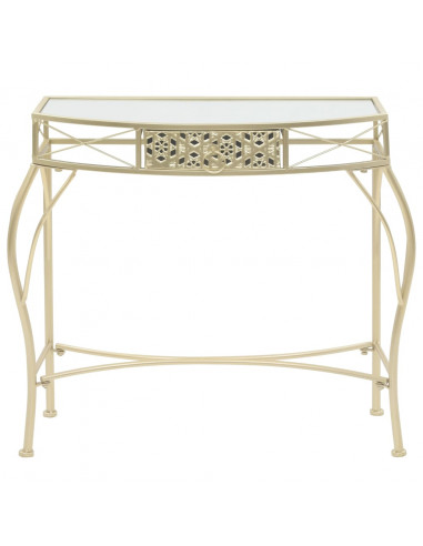 Tavolino Laterale in Stile Francese in Metallo 82x39x76 cm Oro