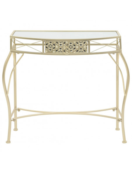 Tavolino Laterale in Stile Francese in Metallo 82x39x76 cm Oro