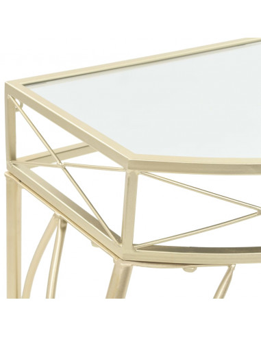 Tavolino Laterale in Stile Francese in Metallo 82x39x76 cm Oro