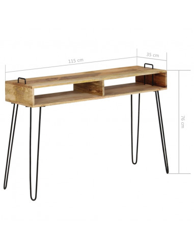 Tavolo Consolle in Legno Massello di Mango 115x35x76 cm