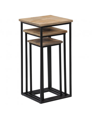 Set Tavolini per Piante 3 pz in Legno di Teak Recuperato