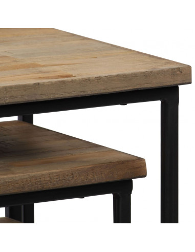 Set Tavolini per Piante 3 pz in Legno di Teak Recuperato