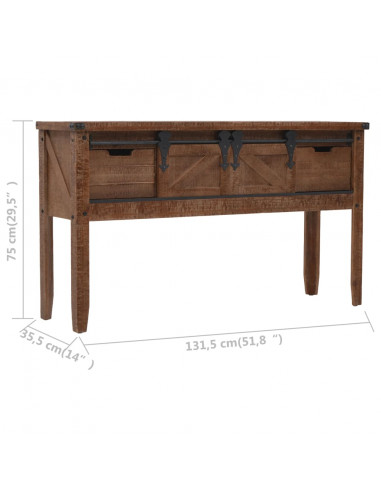 Tavolo Consolle in Massello di Abete 131x35,5x75cm Marrone