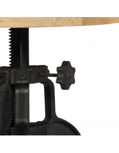 Tavolino 45x(45-62) cm in Legno Massello di Mango e Ghisa 2