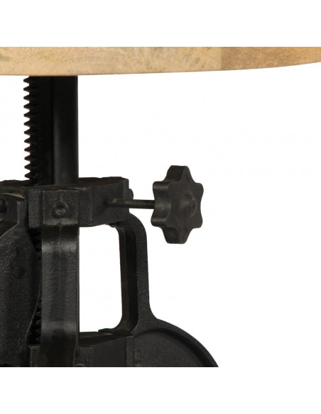 Tavolino 45x(45-62) cm in Legno Massello di Mango e Ghisa