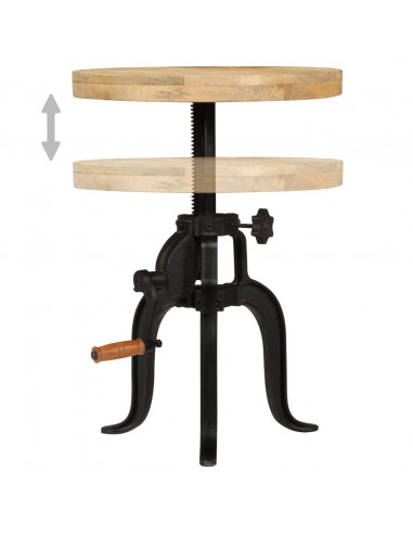 Tavolino 45x(45-62) cm in Legno Massello di Mango e Ghisa