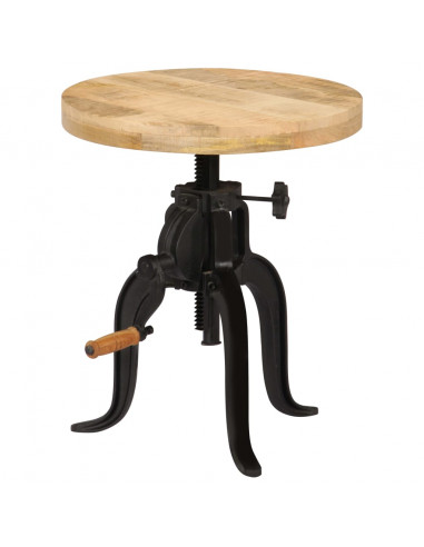 Tavolino 45x(45-62) cm in Legno Massello di Mango e Ghisa
