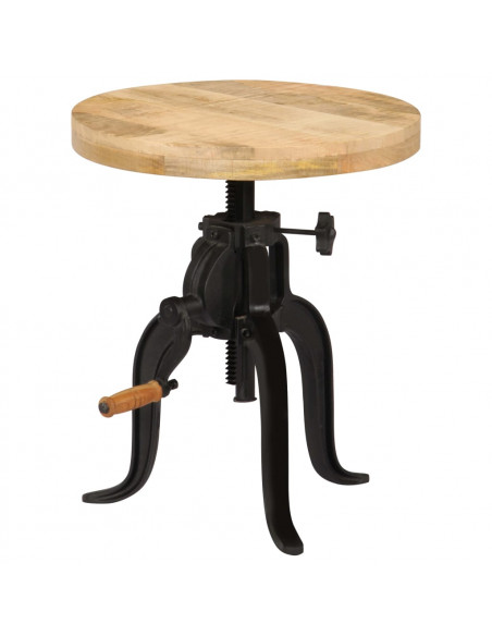Tavolino 45x(45-62) cm in Legno Massello di Mango e Ghisa