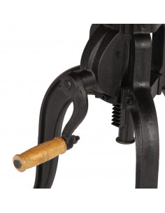 Tavolino 45x(45-62) cm in Legno Massello di Recupero e Ghisa 2