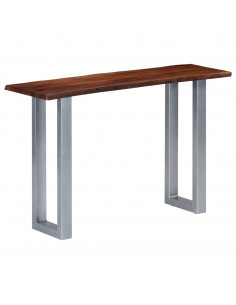 Tavolo Consolle 115x35x76 cm Legno Massello d'Acacia e Ferro 2