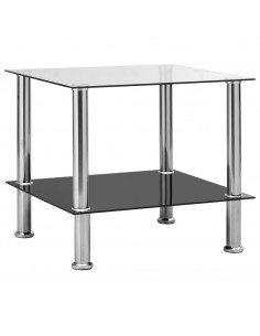 Tavolino Trasparente 45x50x45 cm in Vetro Temperato 2