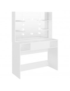 Toeletta con Luci LED 100x40x135 cm in MDF Bianca 2