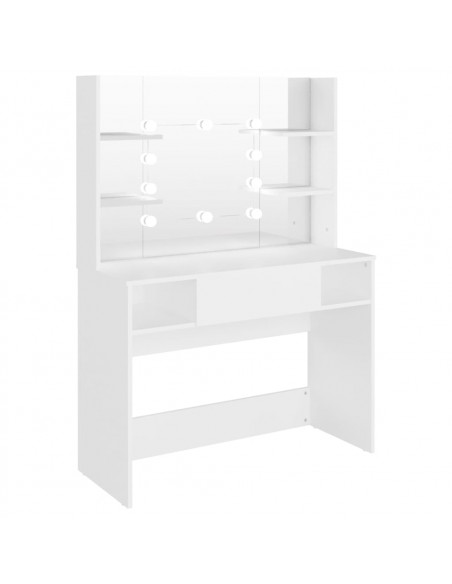 Toeletta con Luci LED 100x40x135 cm in MDF Bianca