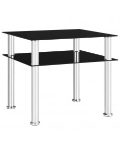 Tavolino Nero 45x50x45 cm in Vetro Temperato 2