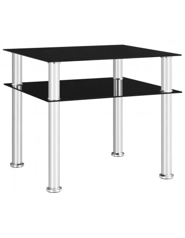 Tavolino Nero 45x50x45 cm in Vetro Temperato