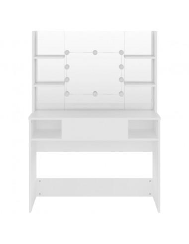 Toeletta con Luci LED 100x40x135 cm in MDF Bianca