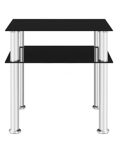 Tavolino Nero 45x50x45 cm in Vetro Temperato