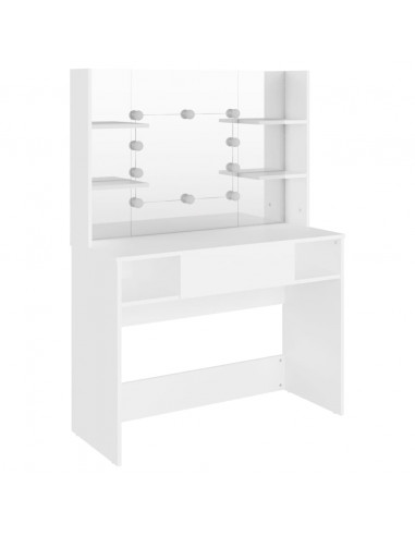 Toeletta con Luci LED 100x40x135 cm in MDF Bianca