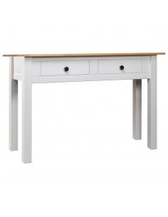 Tavolo Consolle Bianco 110x40x72 cm Legno Massello Pino Panama 2