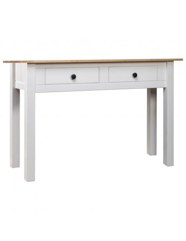 Tavolo Consolle Bianco 110x40x72 cm Legno Massello Pino Panama