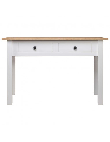 Tavolo Consolle Bianco 110x40x72 cm Legno Massello Pino Panama