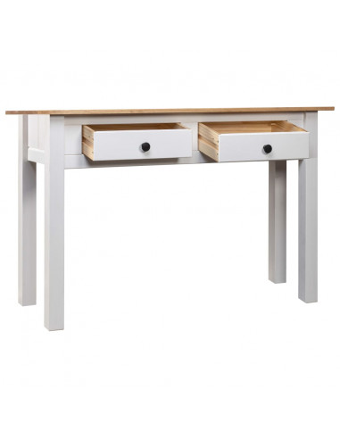 Tavolo Consolle Bianco 110x40x72 cm Legno Massello Pino Panama