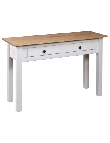 Tavolo Consolle Bianco 110x40x72 cm Legno Massello Pino Panama